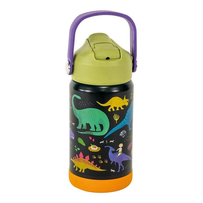 Floss & Rock Paslanmaz Çelik Pipetli Suluk - Dino