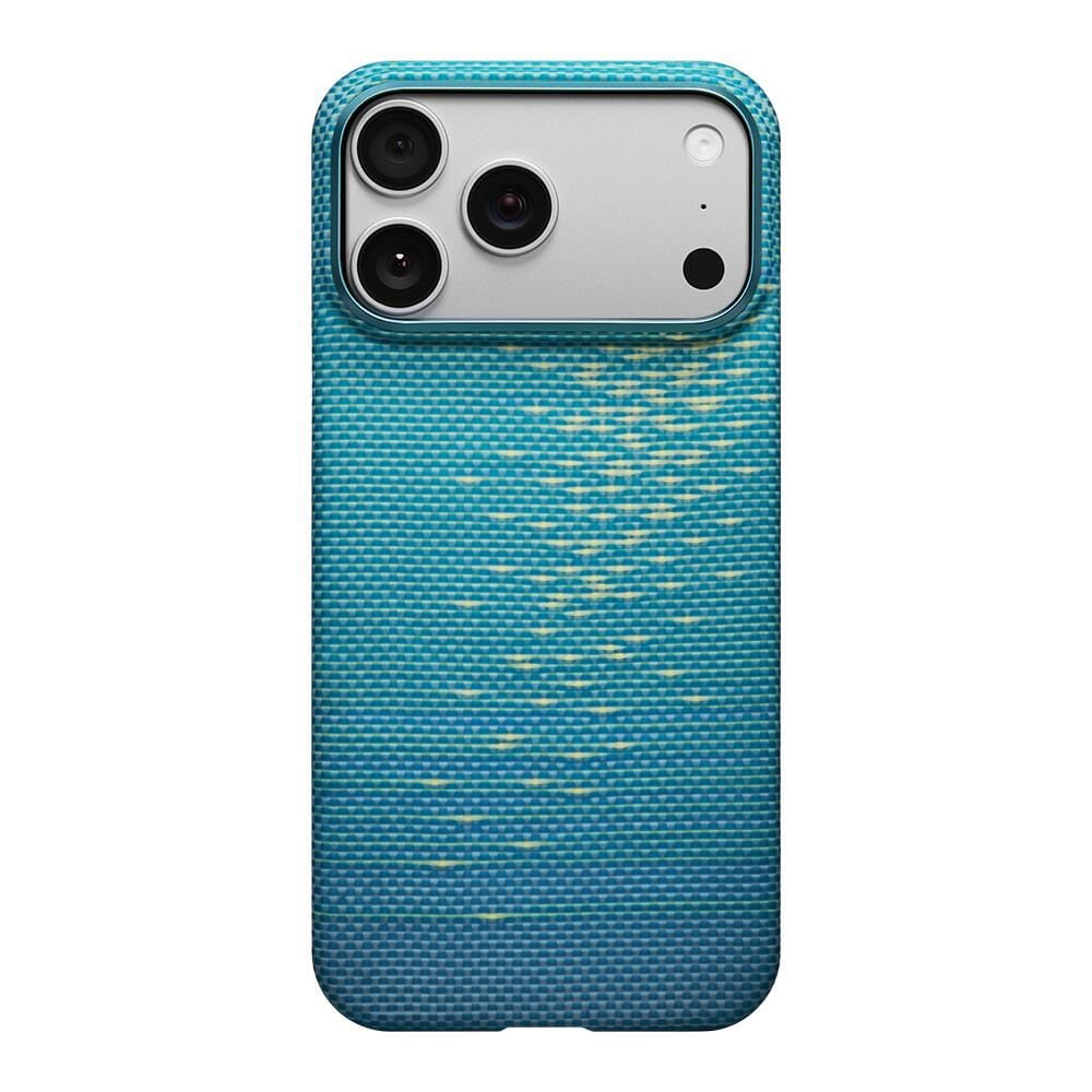 Pitaka iPhone 17 Pro Max Magsafe Özellikli Aramid Fiber  Glints of Gold Ultra Slim Serisi Kılıf Mavi
