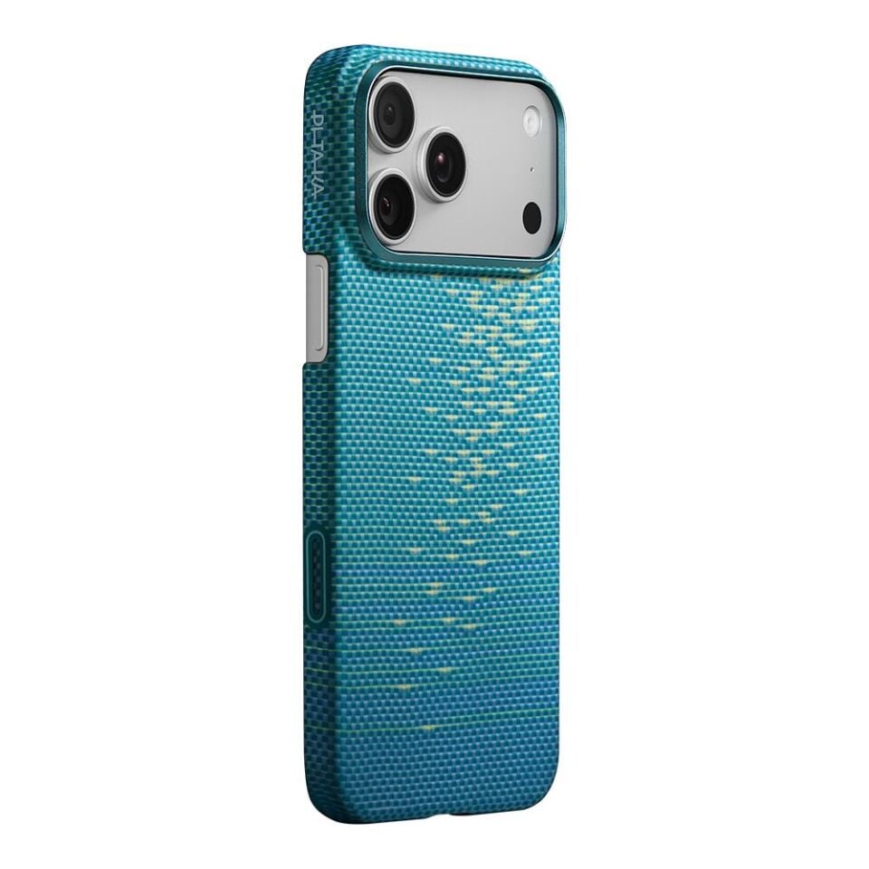 Pitaka iPhone 17 Pro Max Magsafe Özellikli Aramid Fiber  Glints of Gold Ultra Slim Serisi Kılıf Mavi