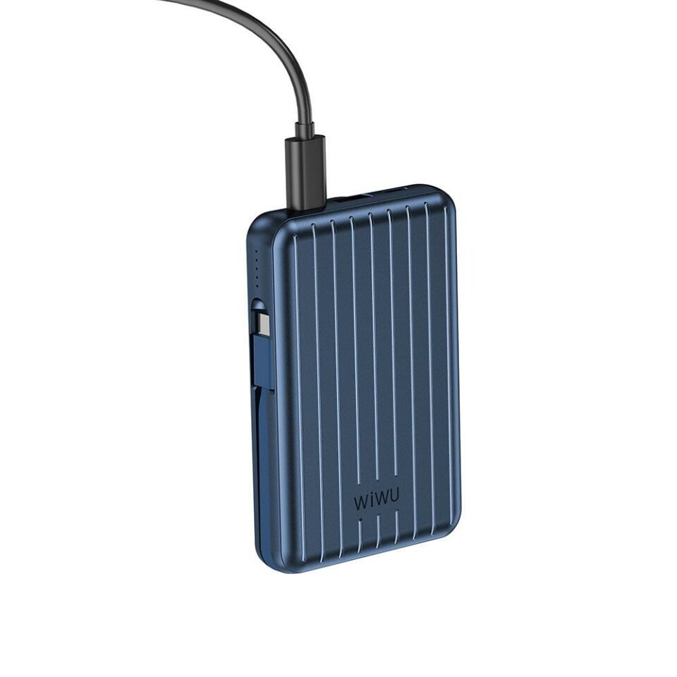 Wiwu PP03 Taşınabilir Wireless Şarj ve PD Hızlı Şarj Özellikli Powerbank 15W 10000mAh Mavi
