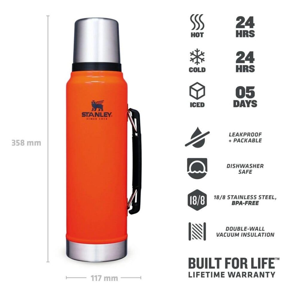 Stanley Klasik Vakumlu 1 lt Çelik Termos Avcı Turuncu