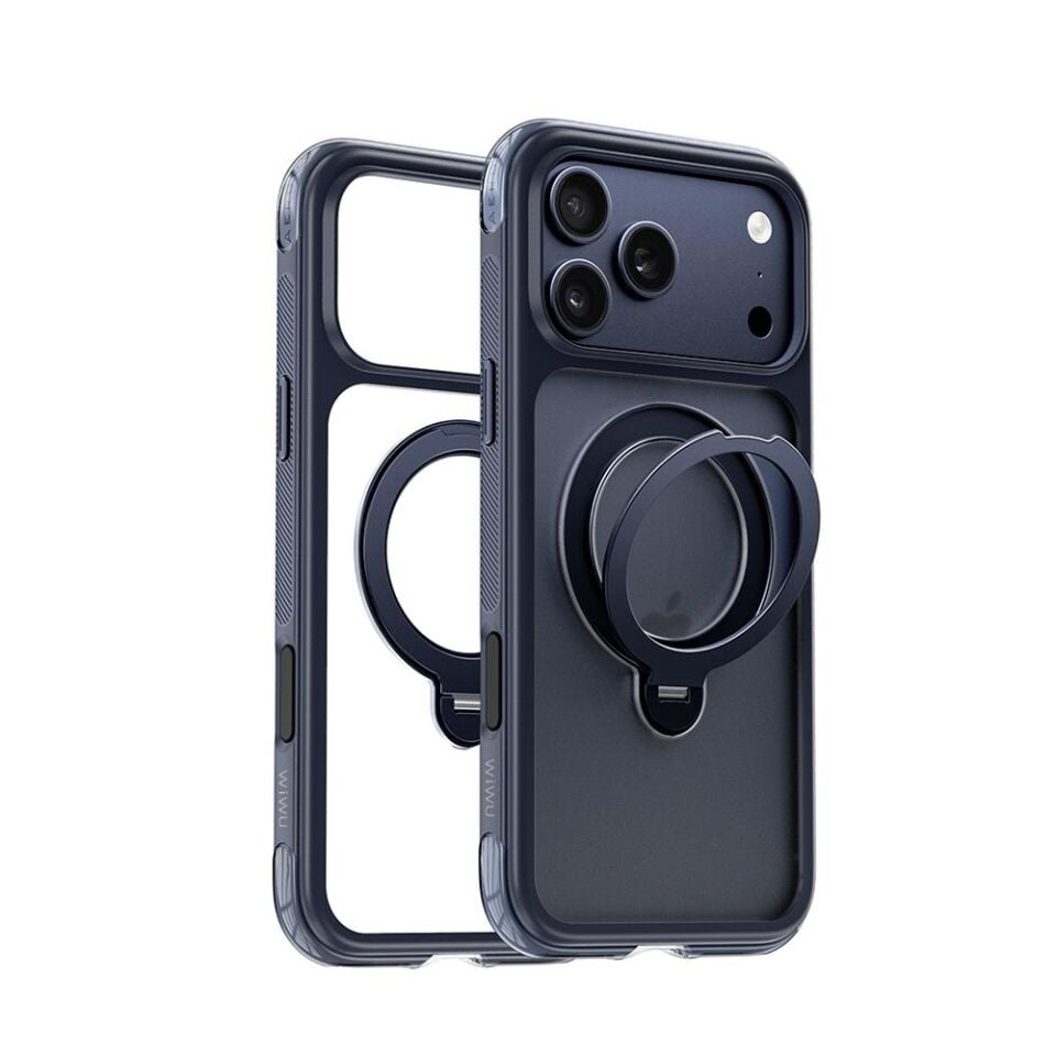 Wiwu AS-203  iPhone 17 Pro Max  AeroShield Ultra Serisi Magsafe Özellikli Airbag Tasarımlı Standlı Kılıf Lacivert