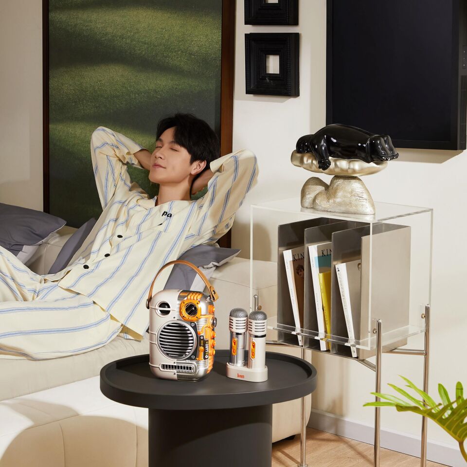 Divoom Spark Pro Çift Mikrofonlu 80W Bluetooth Hoparlör Bej