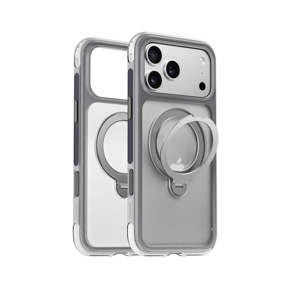 Wiwu AS-203  iPhone 17 Pro Max  AeroShield Ultra Serisi Magsafe Özellikli Airbag Tasarımlı Standlı Kılıf Gri