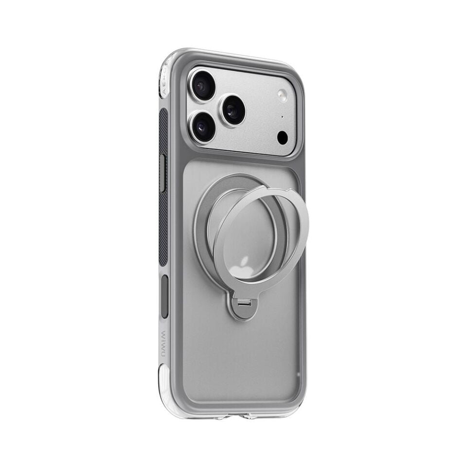 Wiwu AS-203  iPhone 17 Pro Max  AeroShield Ultra Serisi Magsafe Özellikli Airbag Tasarımlı Standlı Kılıf Gri