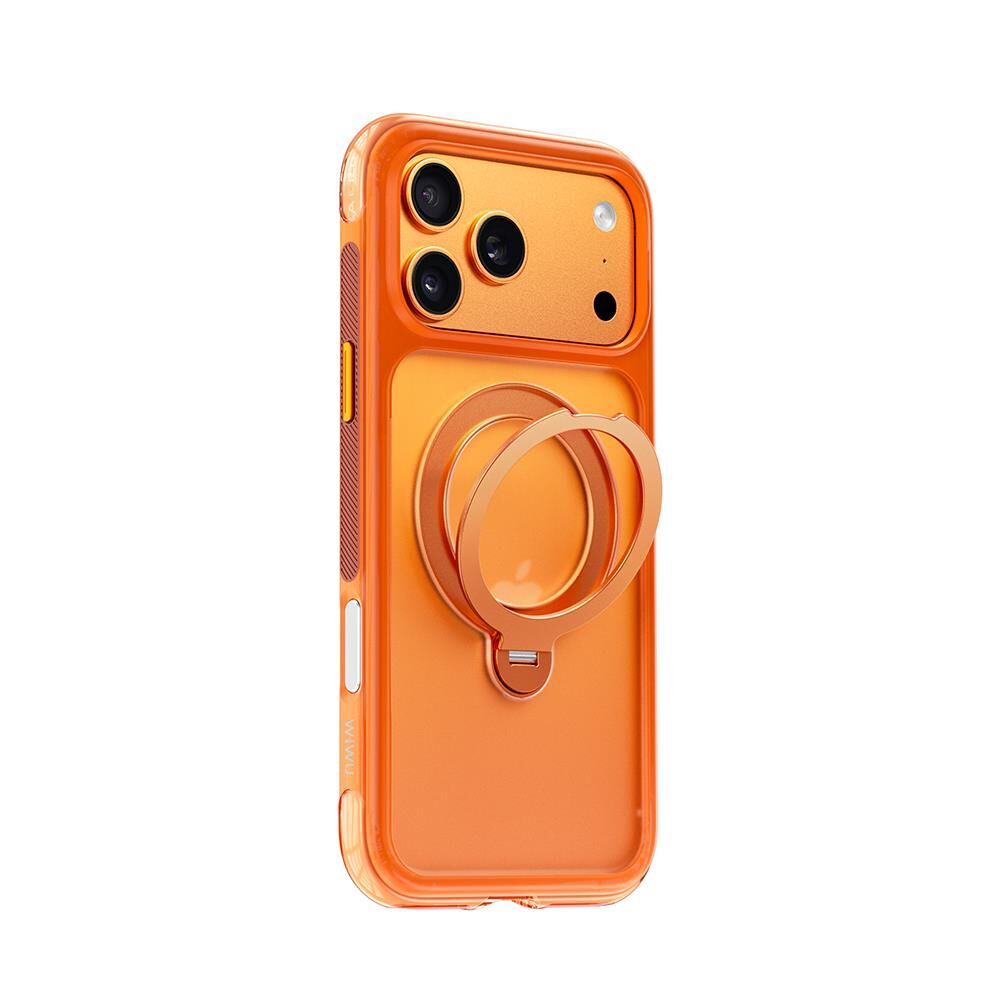 Wiwu AS-203  iPhone 17 Pro Max  AeroShield Ultra Serisi Magsafe Özellikli Airbag Tasarımlı Standlı Kılıf Turuncu