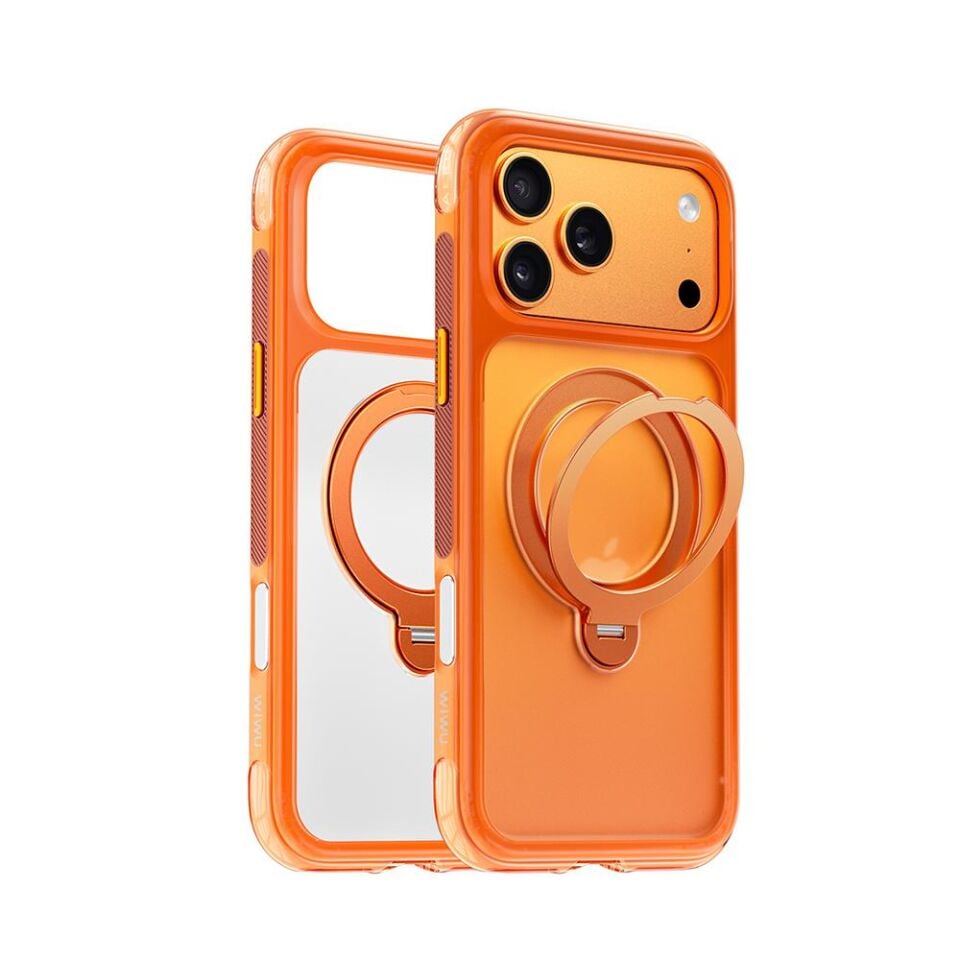 Wiwu AS-203  iPhone 17 Pro Max  AeroShield Ultra Serisi Magsafe Özellikli Airbag Tasarımlı Standlı Kılıf Turuncu