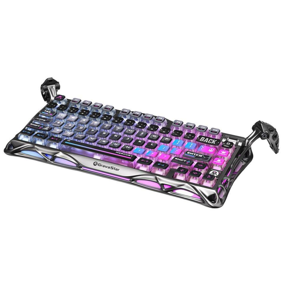 GravaStar Mercury K1 Pro RGB Kablosuz Mekanik Alüminyum Çerçeveli  İngilizce Q  Special Edition Gaming Klavye Cyberpunk
