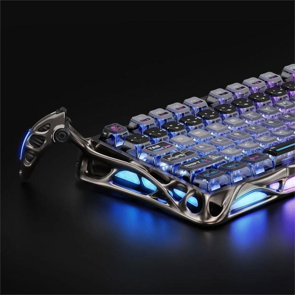 GravaStar Mercury K1 Pro RGB Kablosuz Mekanik Alüminyum Çerçeveli  İngilizce Q  Special Edition Gaming Klavye Cyberpunk
