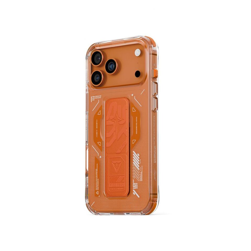 Skinarma iPhone 17 Pro Max  Kılıf Magsafe Özellikli Teknoloji Desenli Helio  Kılıf Turuncu