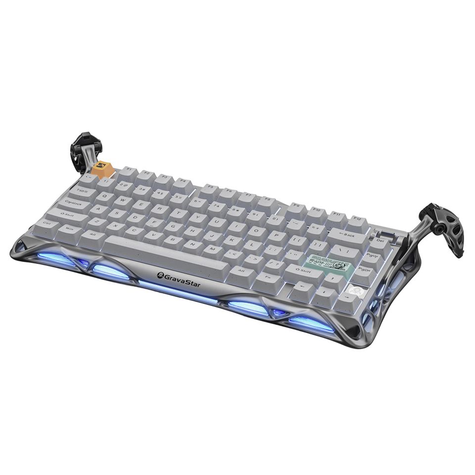 GravaStar Mercury K1 Pro RGB Kablosuz Mekanik Alüminyum Çerçeveli İngilizce Q Gaming Klavye Gri