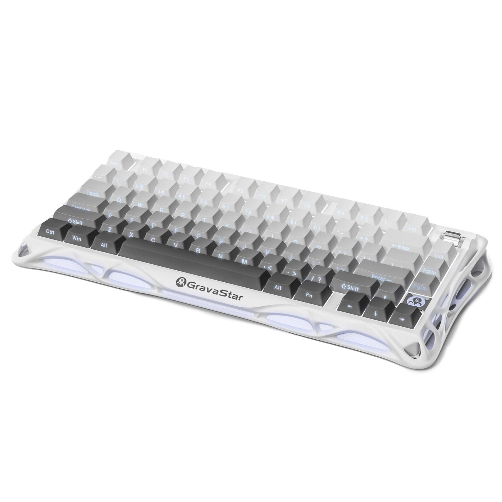 GravaStar Mercury K1 RGB Kablosuz Mekanik Alüminyum Çerçeveli İngilizce Q Gaming Klavye Beyaz