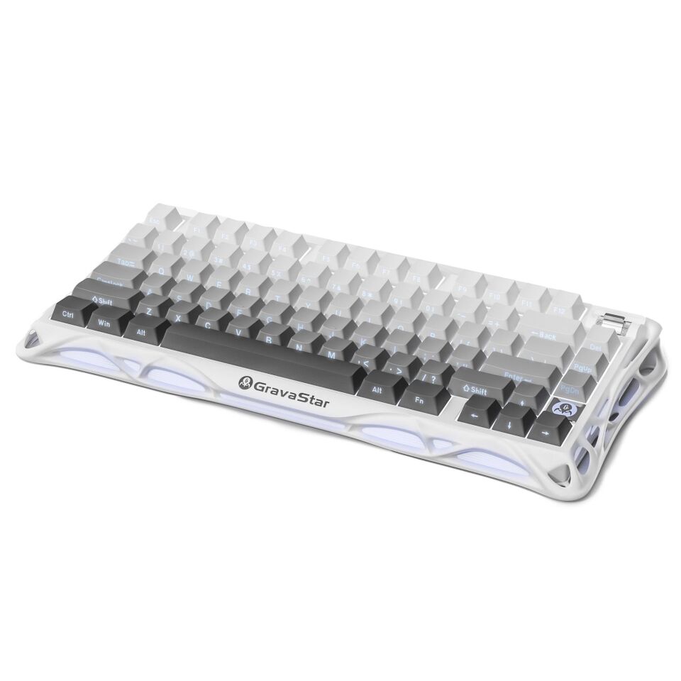 GravaStar Mercury K1 RGB Kablosuz Mekanik Alüminyum Çerçeveli İngilizce Q Gaming Klavye Beyaz