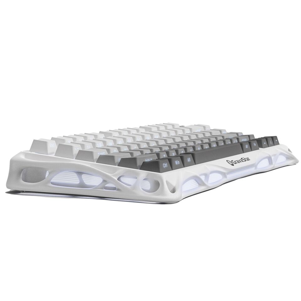 GravaStar Mercury K1 RGB Kablosuz Mekanik Alüminyum Çerçeveli İngilizce Q Gaming Klavye Beyaz