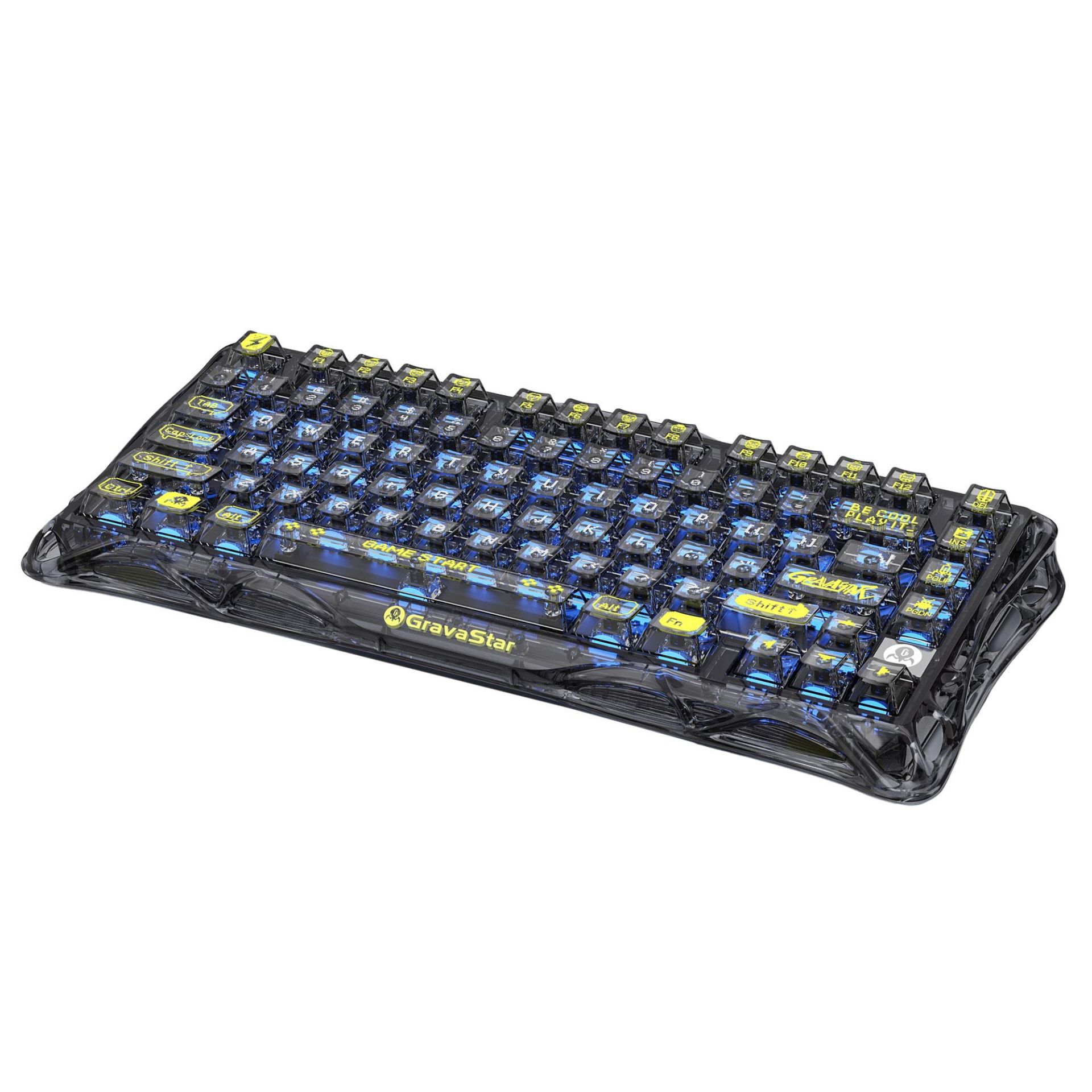 GravaStar Mercury K1 Lite RGB Kablosuz Mekanik İngilizce Q Gaming Klavye Siyah