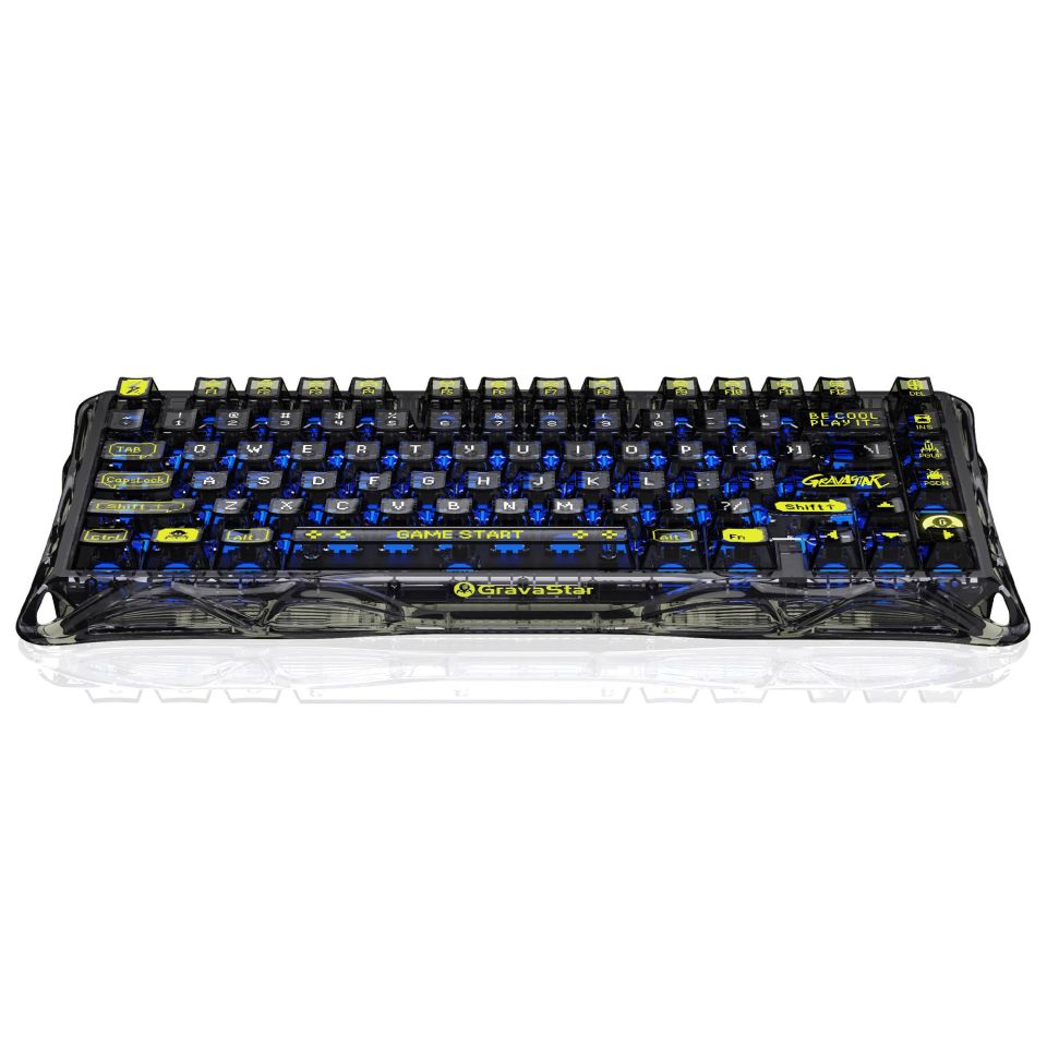 GravaStar Mercury K1 Lite RGB Kablosuz Mekanik İngilizce Q Gaming Klavye Siyah