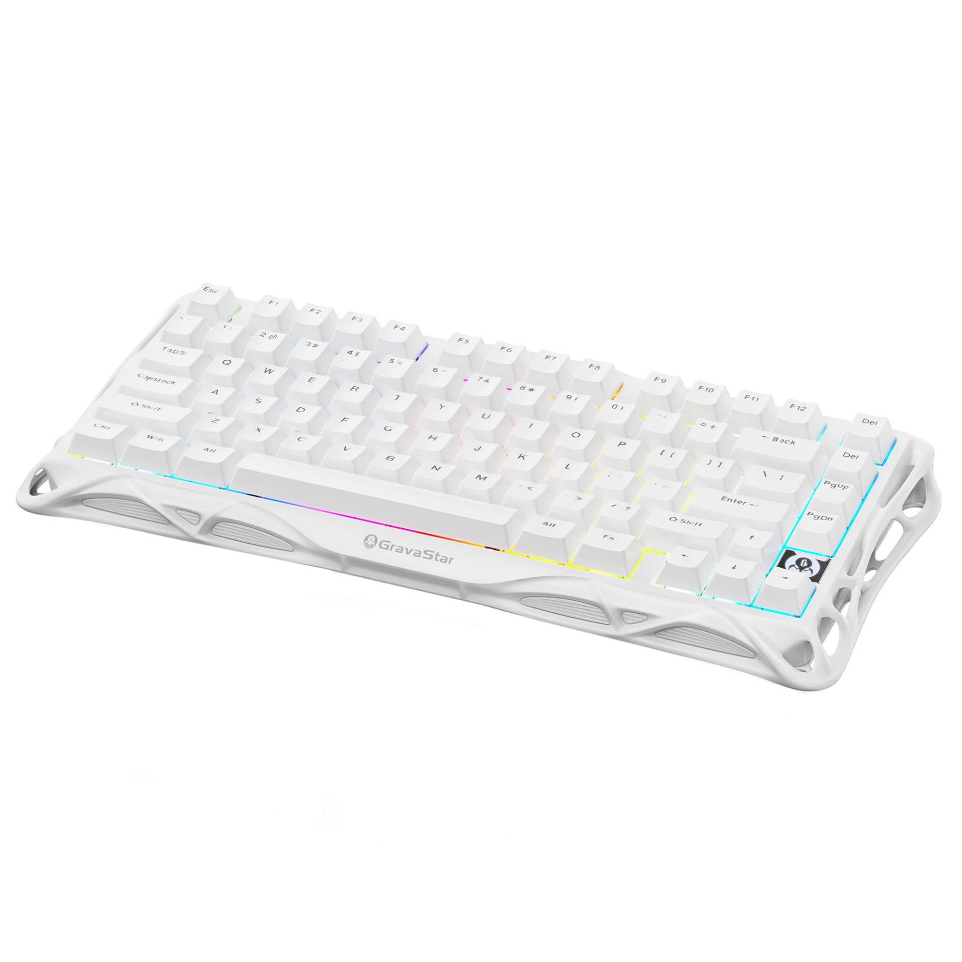 GravaStar Mercury K1 Lite RGB Kablosuz Mekanik İngilizce Q Gaming Klavye Beyaz