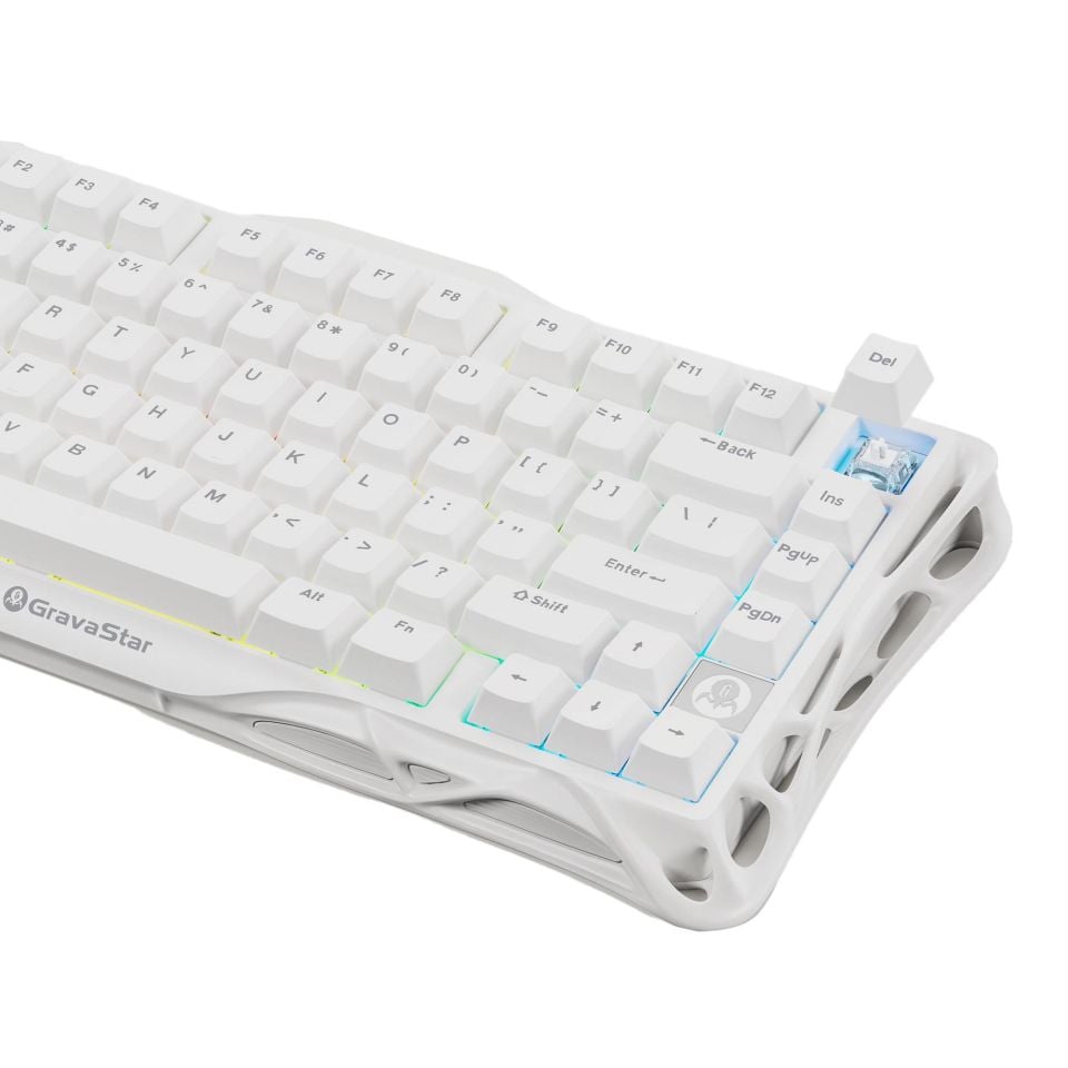 GravaStar Mercury K1 Lite RGB Kablosuz Mekanik İngilizce Q Gaming Klavye Beyaz