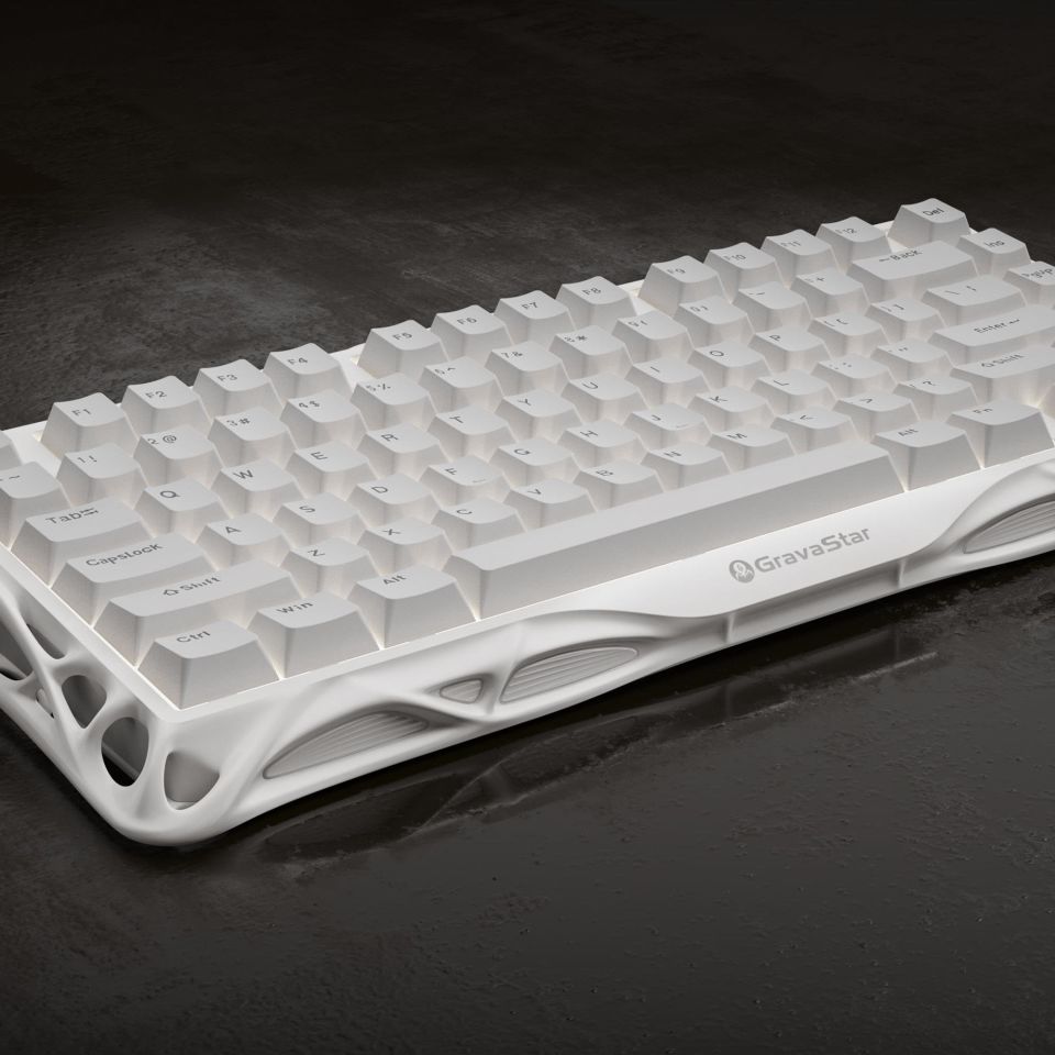 GravaStar Mercury K1 Lite RGB Kablosuz Mekanik İngilizce Q Gaming Klavye Beyaz