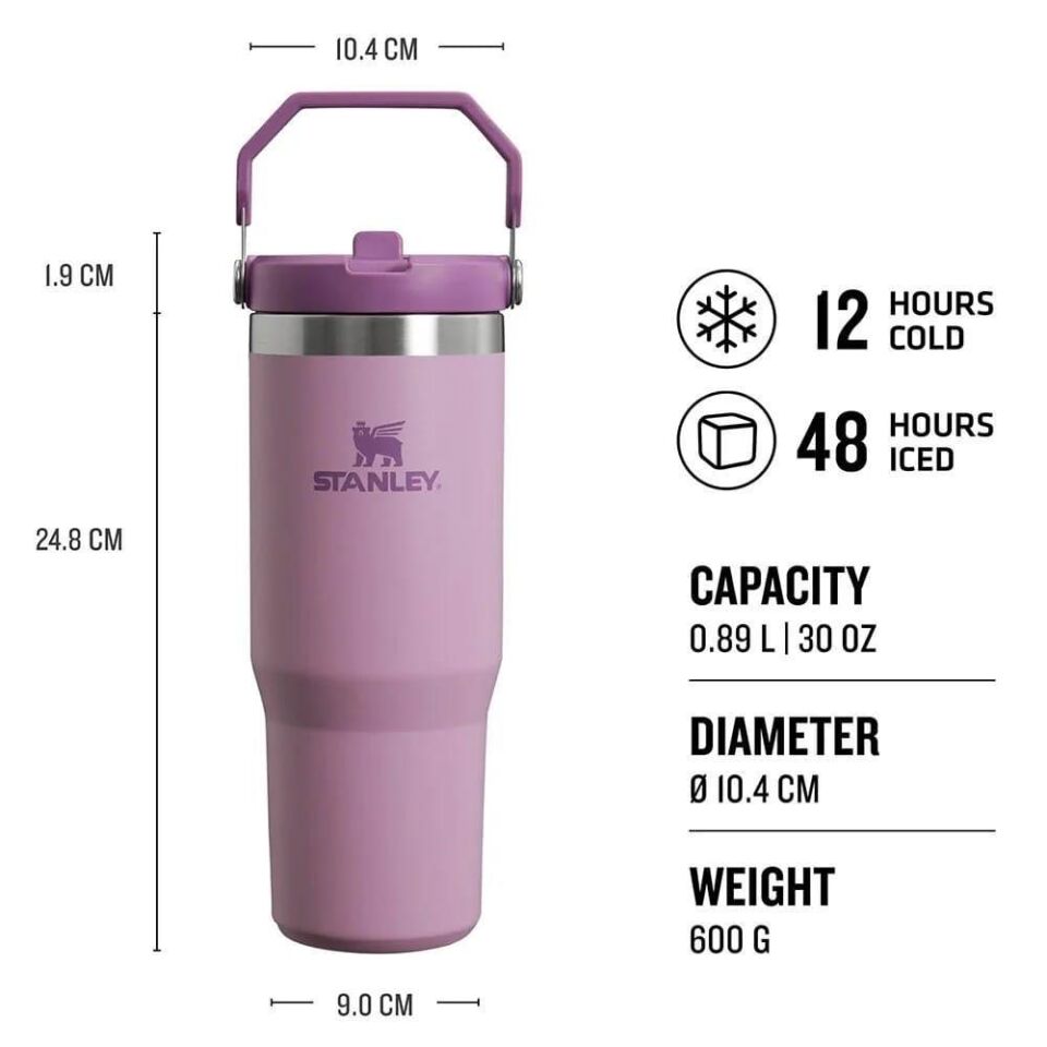 Stanley The Iceflow Flip Straw Pipetli Termos Bardak 0.89 L Lila