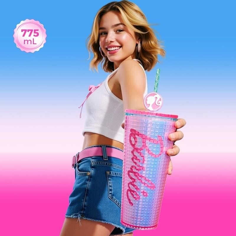 Barbie Çift Cidarlı Pipetli Şişe (775ml)