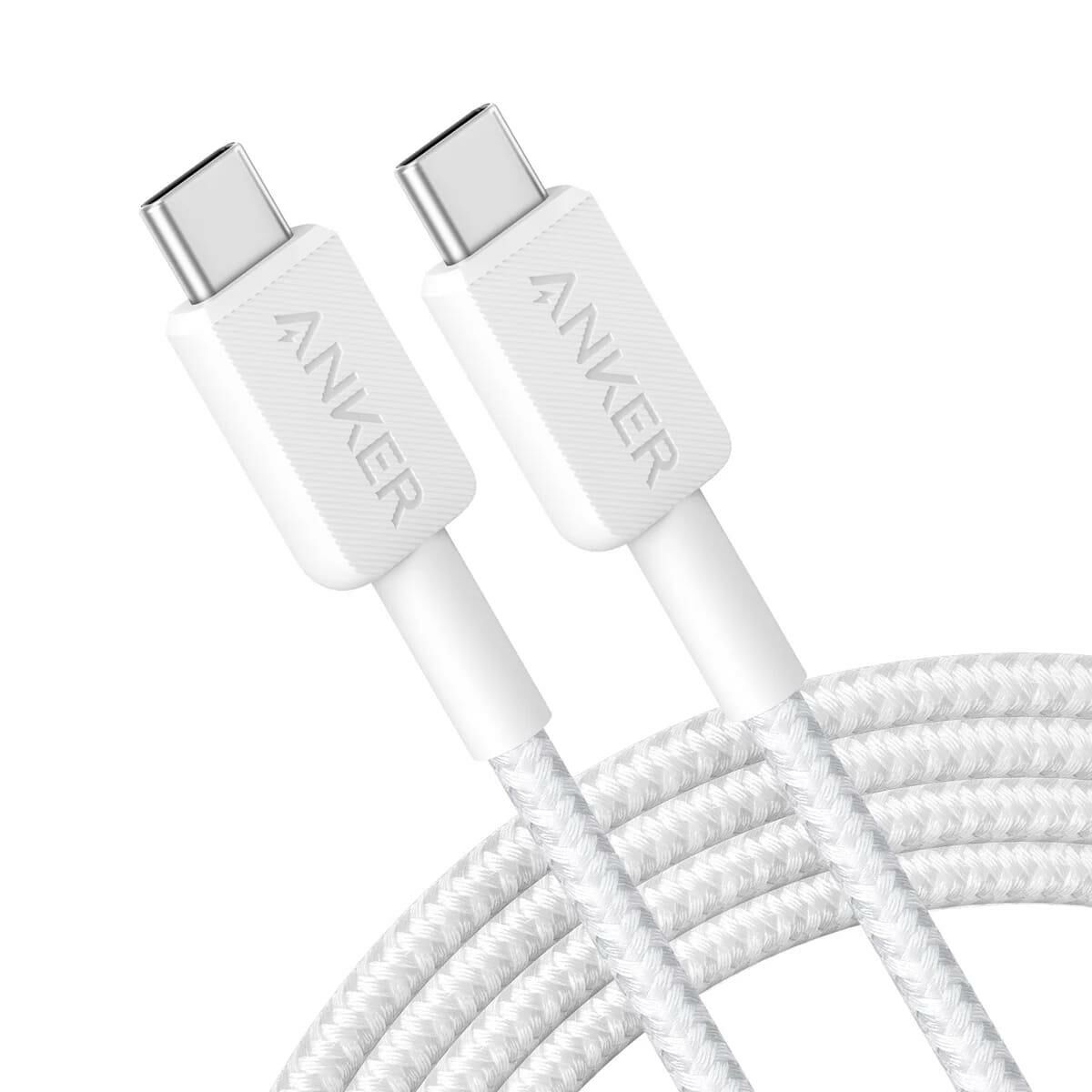 Anker 322 USB-C to USB-C 1.8M 60W Şarj Data Kablosu Beyaz