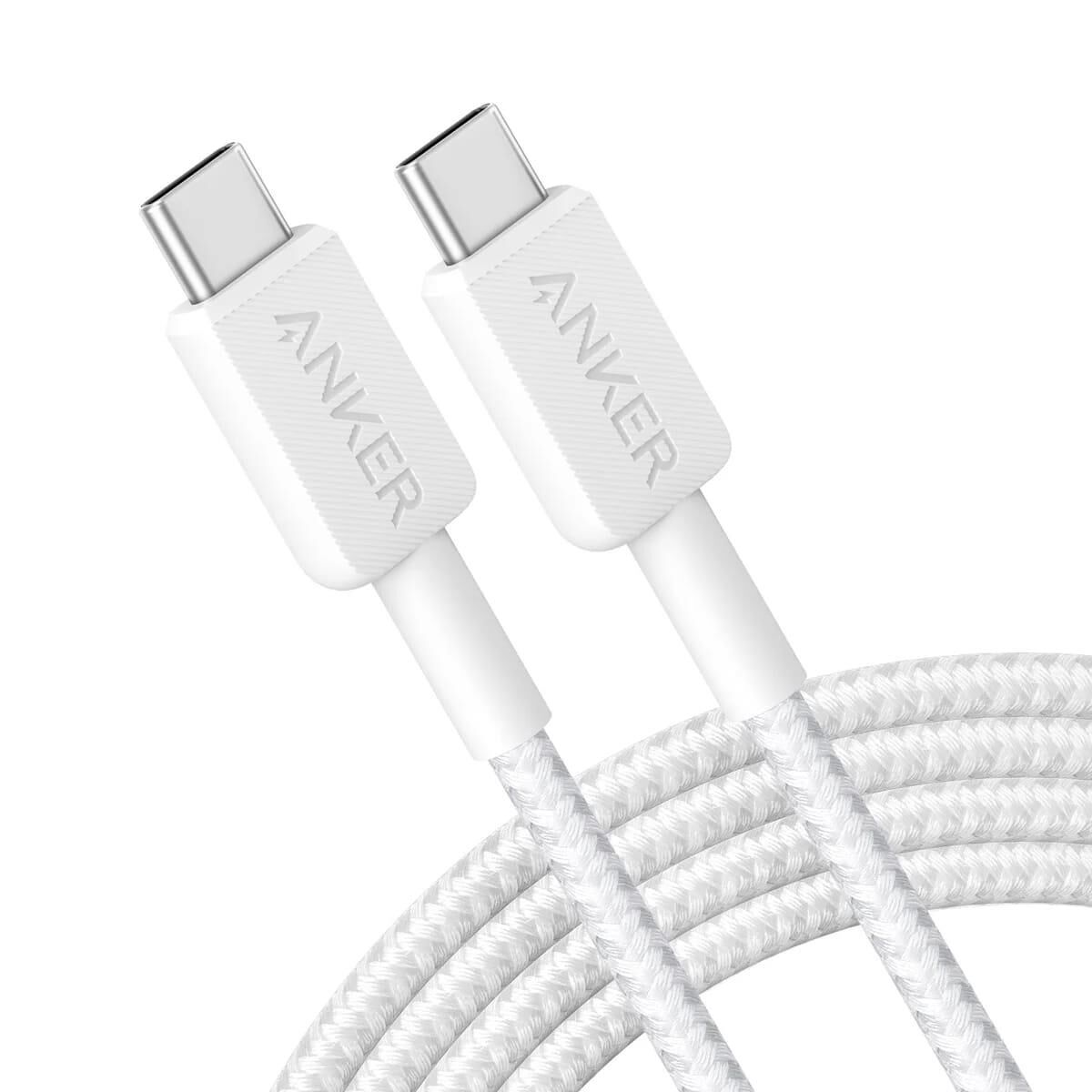 Anker 322 USB-C to USB-C 1.8M 60W Şarj Data Kablosu Beyaz