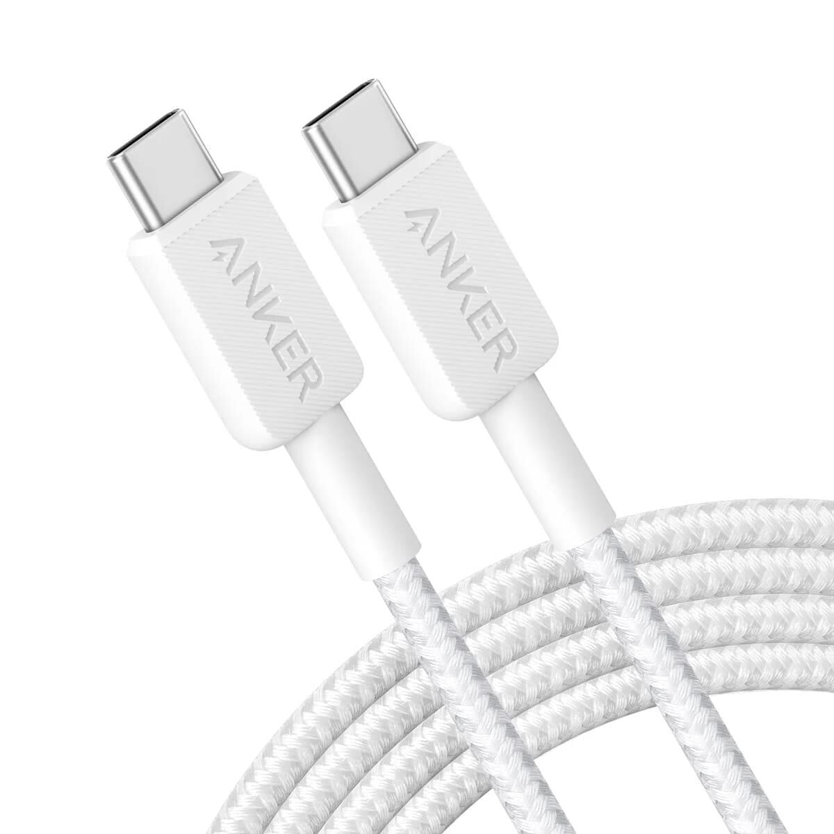 Anker 322 USB-C to USB-C 1.8M 60W Şarj Data Kablosu Beyaz