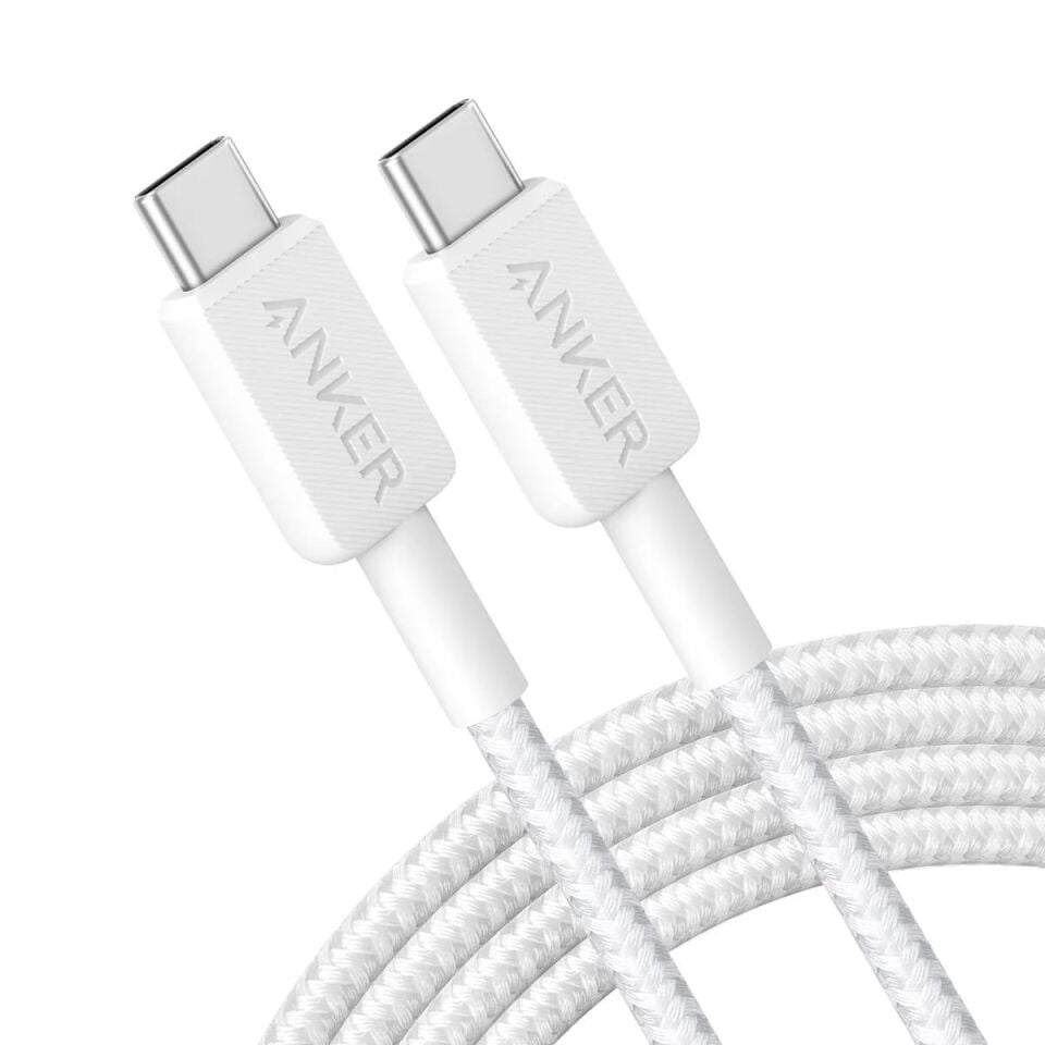 Anker 322 USB-C to USB-C 1.8M 60W Şarj Data Kablosu Beyaz