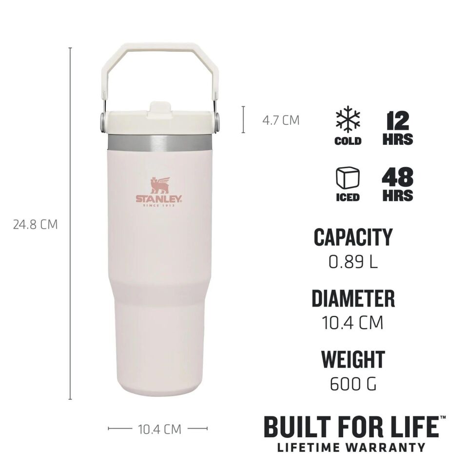 Stanley The Iceflow Flip Straw Pipetli Termos Bardak 0.89 L Rose