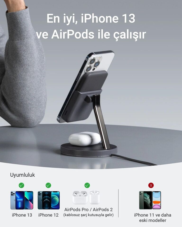 Anker 633 MagGo Manyetik Kablosuz Şarj Cihazı (MagSafe)