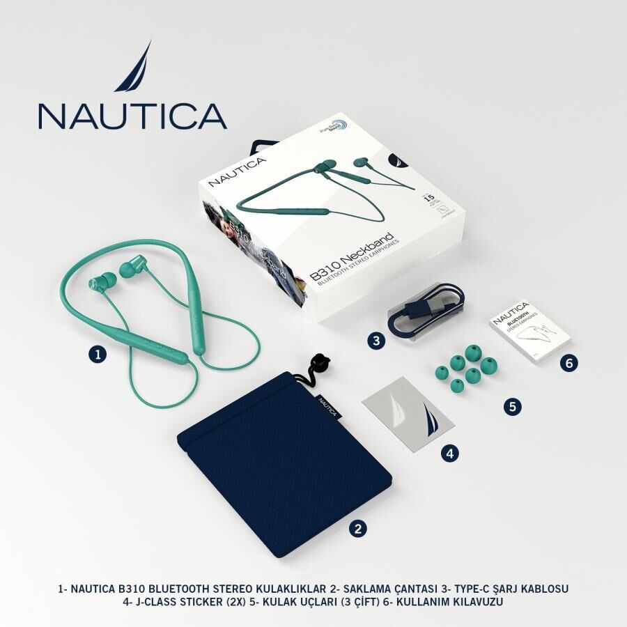 Nautica B310 Boyun Askılı Kulak İçi Bluetooth Kulaklık Yeşil