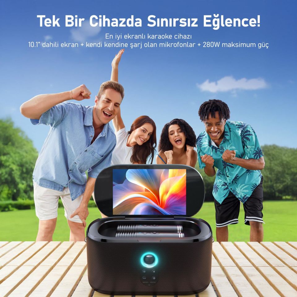 Ikarao Shell S1 10,1 Tabletli Çift Mikrofonlu Karaoke Bluetooth Hoparlör