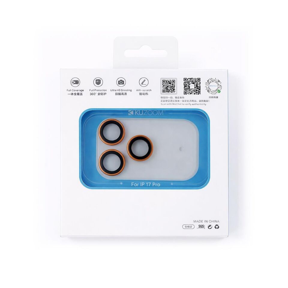 KUZOOM Pvd Double-Color iPhone 17 Pro / 17 Pro Max Uyumlu Kamera Lens Koruyucu Dark Blue