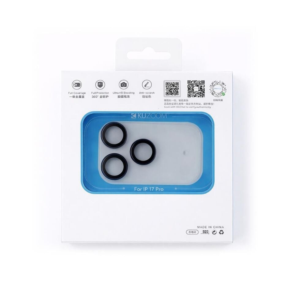 KUZOOM Pvd Double-Color iPhone 17 Pro / 17 Pro Max Uyumlu Kamera Lens Koruyucu Dark Blue