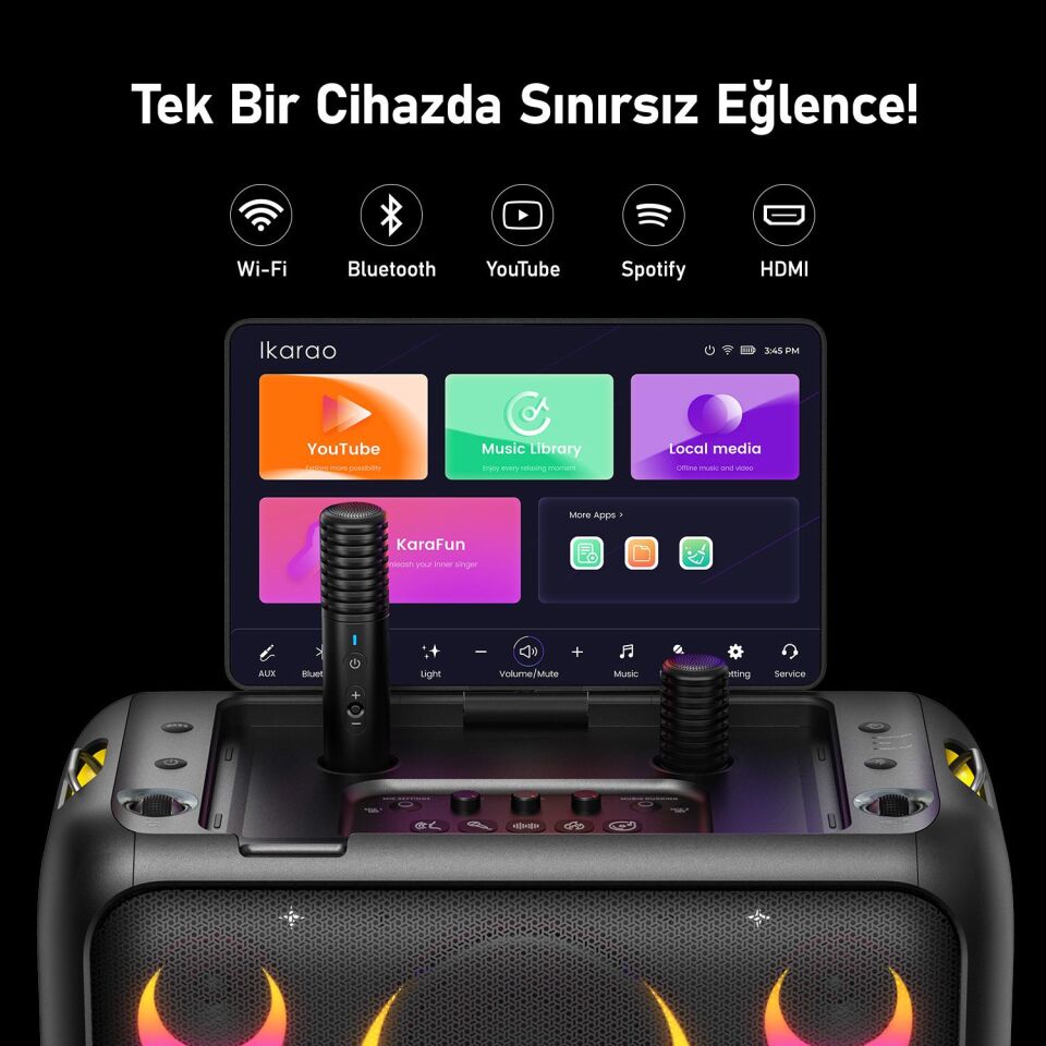 Ikarao Break X1 13,3 Tabletli Çift Mikrofonlu Karaoke Bluetooth Hoparlör