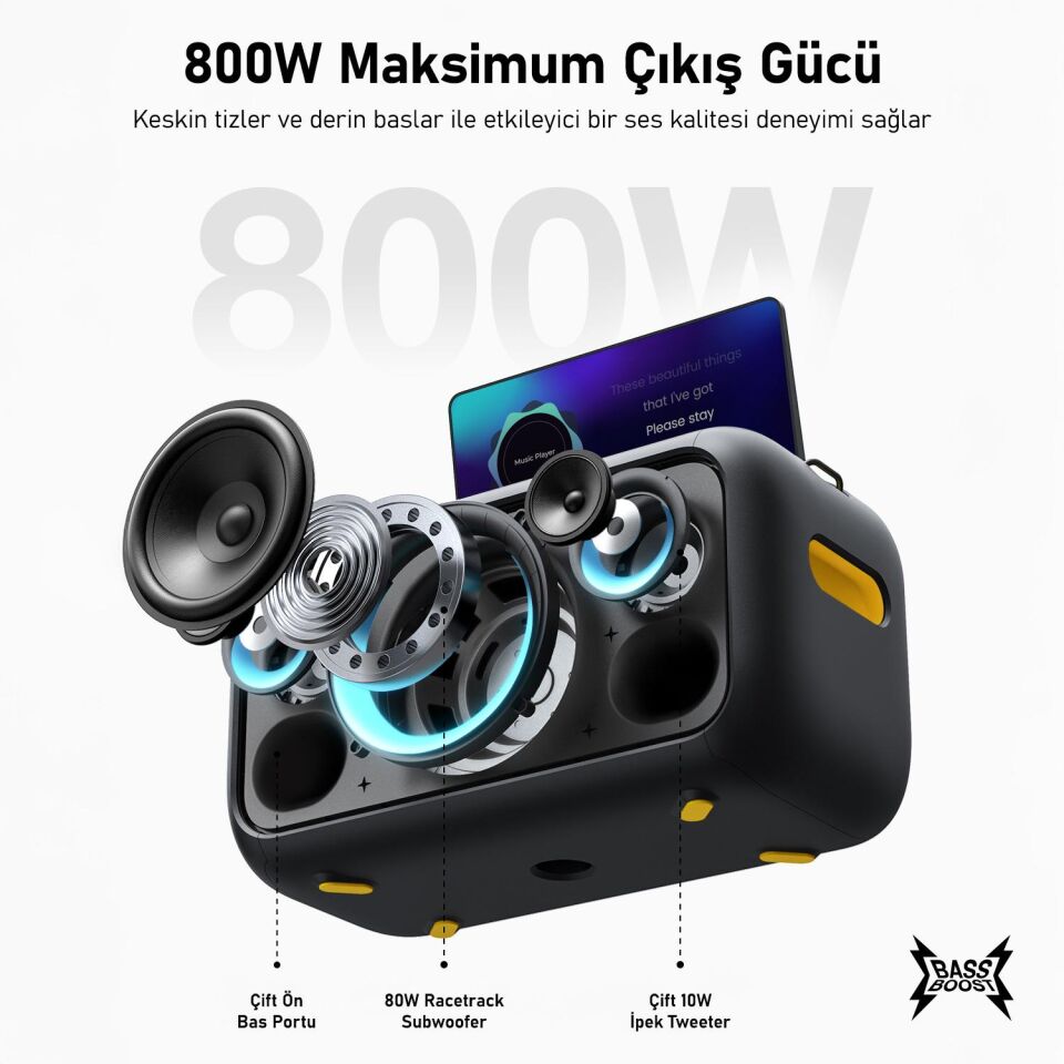 Ikarao Break X1 13,3 Tabletli Çift Mikrofonlu Karaoke Bluetooth Hoparlör
