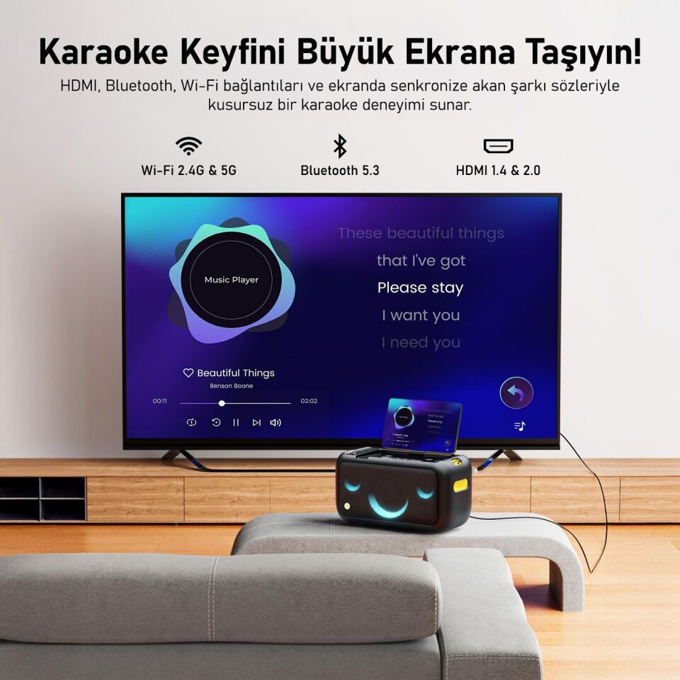Ikarao Break X1 13,3 Tabletli Çift Mikrofonlu Karaoke Bluetooth Hoparlör