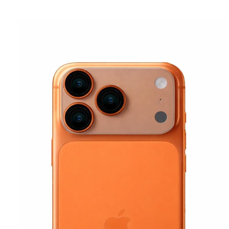 KUZOOM Pvd Double-Color iPhone 17 Pro / 17 Pro Max Uyumlu Kamera Lens Koruyucu Turuncu