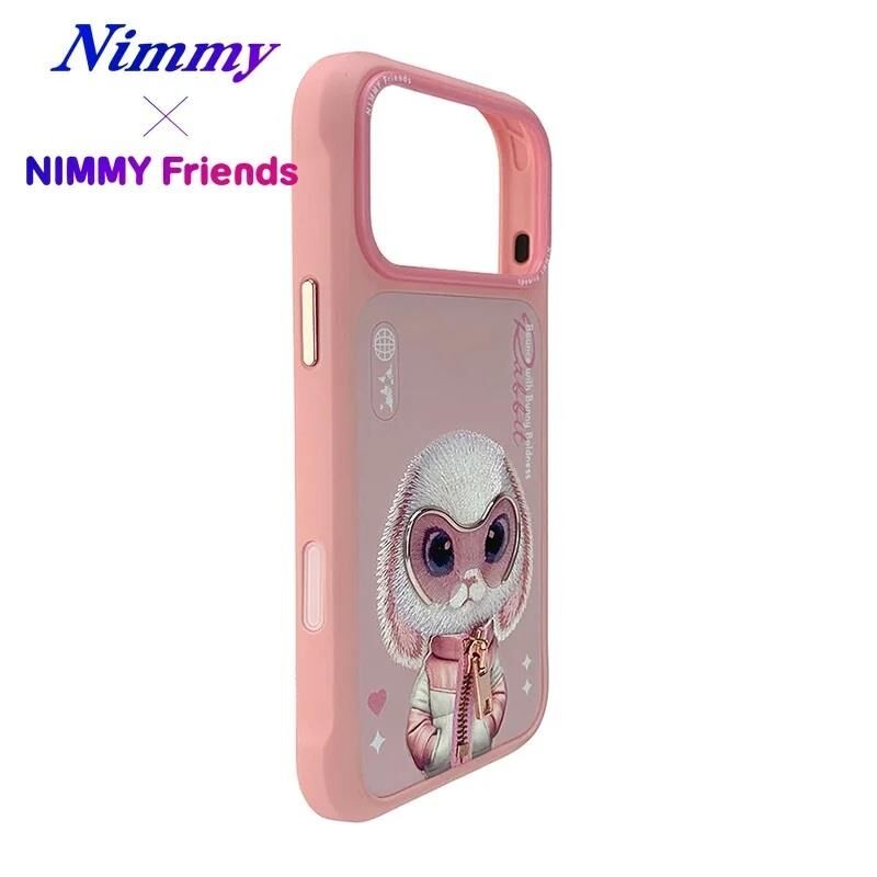 Nımmy iPhone 17 Pro  3D Gerçek Nakış Gözlük ve Fermuar İşlemeli Tavşan Desenli Silikon Kılıf 2.0