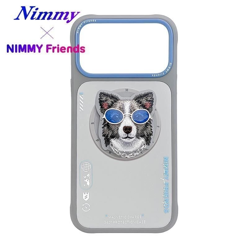 Nımmy iPhone 17 Pro Max MagSafe Uyumlu 3D Pop Socket Aparatlı 3D Gözlük Zincir Köpek Detaylı Cool Cute 2.0 Kılıf