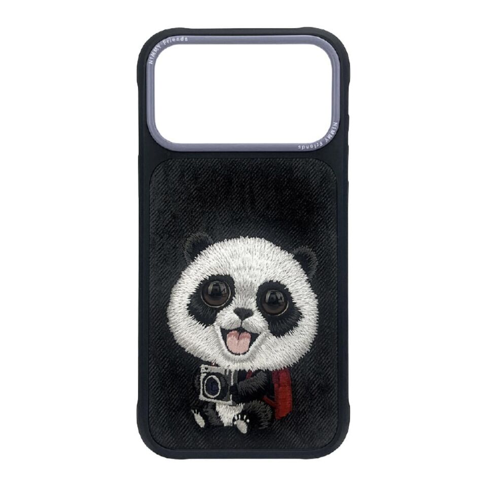 Nımmy iPhone 17 Pro Max Uyumlu 3D Göz Gerçek Nakış İşlemeli Kabartmalı Panda New Big Eyes Kılıf