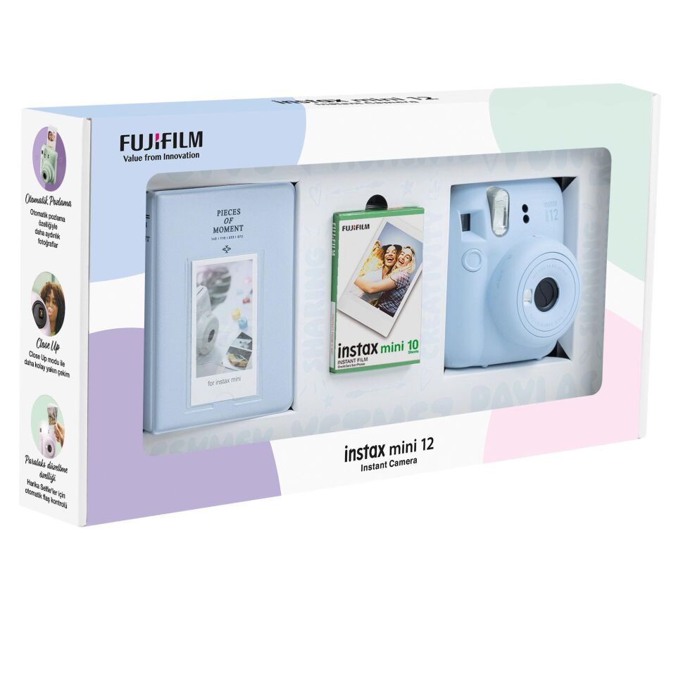 İnstax Mini 12 10LU Film ve PVC Albüm Bundle Box Mavi