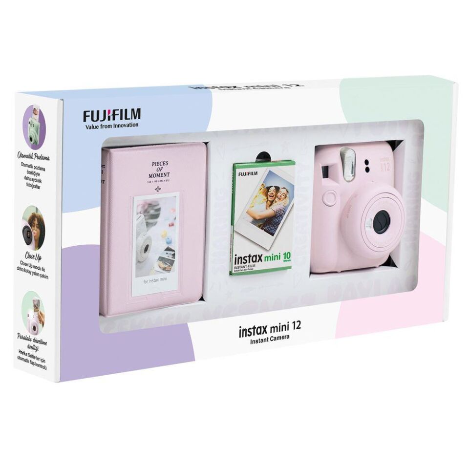 İnstax Mini 12 10LU Film ve PVC Albüm Bundle Box Pembe