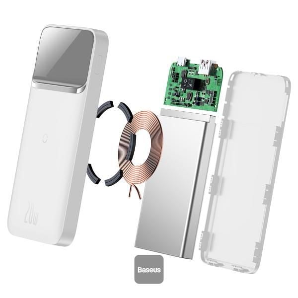 Baseus MagSafe 2022 Edition Overseas 20W 10.000 mAh Kablosuz Şarjlı Powerbank Beyaz