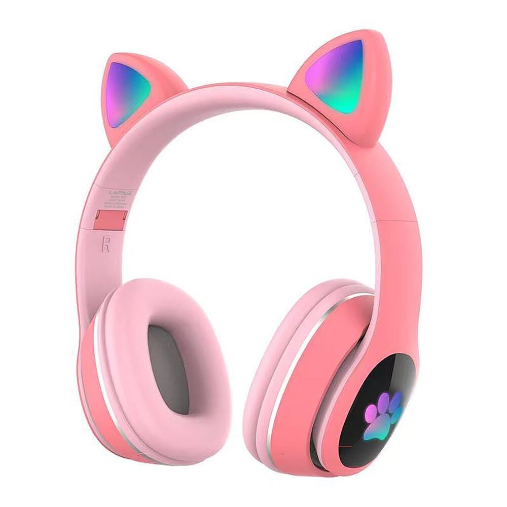 Lapas P40 Kedi Kulaklı Tasarımlı RGB Işıklı Bluetooth Kulaklık Pembe