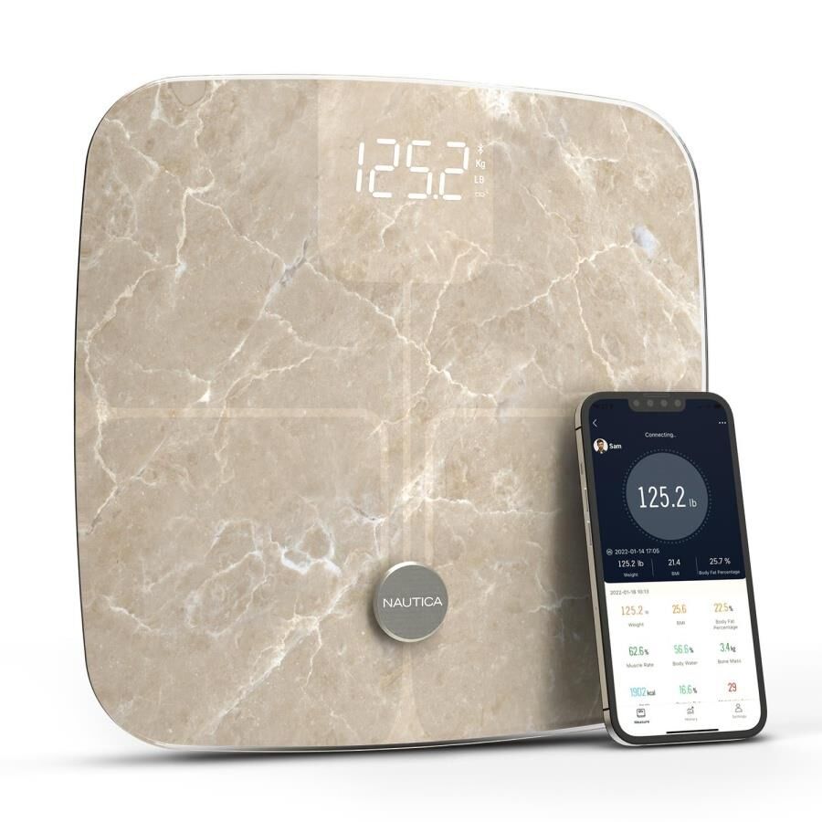 Nautica Marble Collection Plus Vücut Analizli Akıllı Bluetooth Tartı Baskül Bej