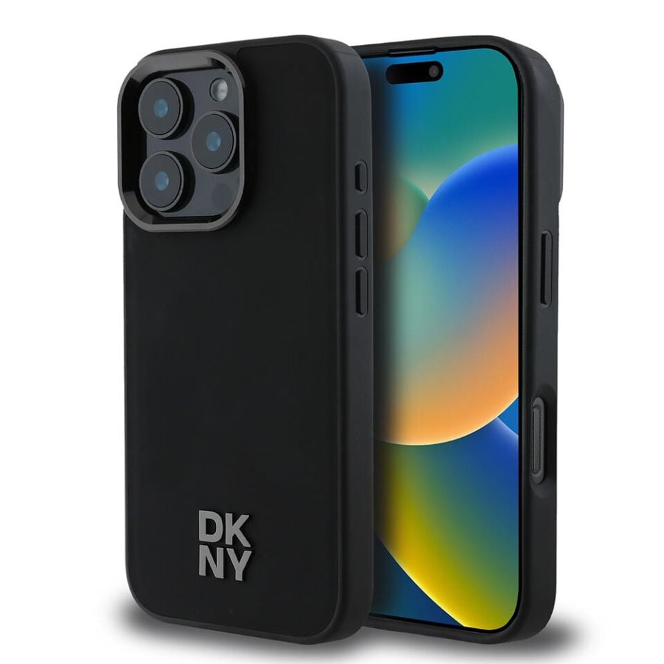 Apple iPhone 16 Pro Max Kılıf DKNY Orjinal Lisanslı Magsafe Şarj Özellikli Metal Logolu PU Deri Plain Kapak