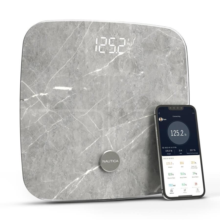 Nautica Marble Collection Plus Vücut Analizli Akıllı Bluetooth Tartı Baskül Gri
