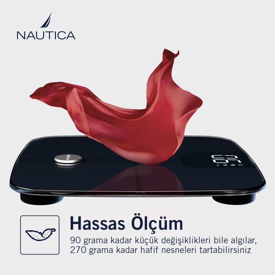 Nautica Marble Collection Plus Vücut Analizli Akıllı Bluetooth Tartı Baskül Gri